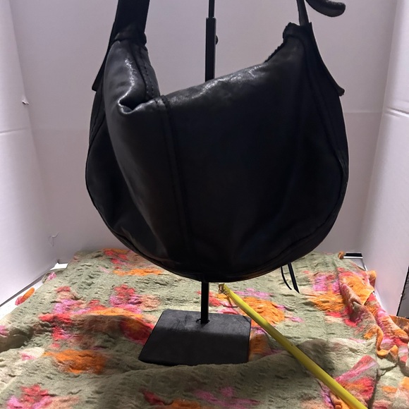 Black Leather Lucky Brand Hobo Shoulder Bag